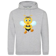 Hoodie with Print Funny Bee From Cartoon - 2XL grey