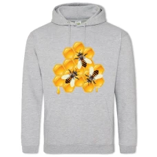 Hoodie with Print Three Bees And Honey - 2XL grey