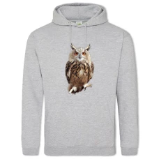 Hoodie with Print Owl With Orange Eyes - 2XL grey