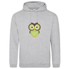Hoodie with Print Green Owl - 2XL grey