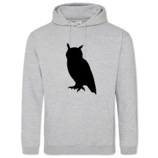 Hoodie with Print Black Shadow Of Owl - 2XL grey