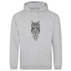 Hoodie with Print Owl With Blue Eyes - 2XL grey