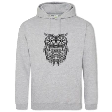 Hoodie with Print Owl With Big Eyes - 2XL grey