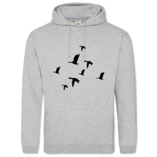 Hoodie with Print Ducks Fly - 2XL grey