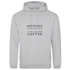 Hoodie with Print Coffee And Girl - 2XL grey