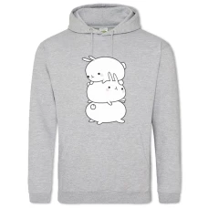 Hoodie with Print Three Funny Rabbits - 2XL grey