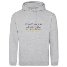 Hoodie with Print Happiness - 2XL grey