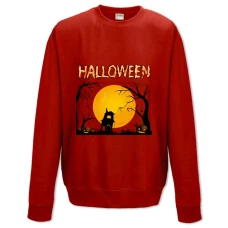 Sweatshort with Print Halloween Pumpkin Castle Coffin Moon Spider - XS  red