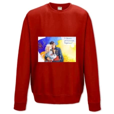 Sweatshort with Print On The Day Of Defender Of Ukraine Ukrainka And Kozak - XS  red