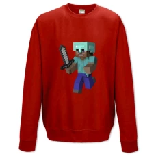 Sweatshort with Print Minecraft Steve With Sword - XS  red