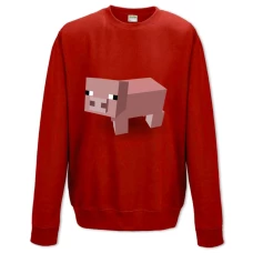 Sweatshort with Print Minecraft Cute Pig Print - XS  red