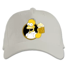 Baseball cap with Print The Simpsons Homer With Beer - white