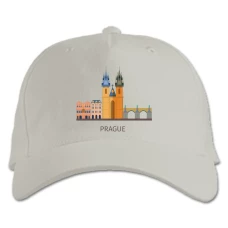 Бейсболка с принтом Прага - белая