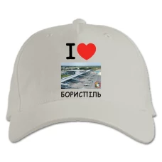 Кепка з принтом Бориспіль - біла