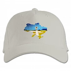 Бейсболка с принтом Карта Гимн Украины - белая