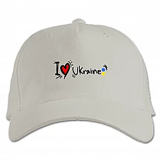 Бейсболка с принтом Я Люблю Украину 2 - белая