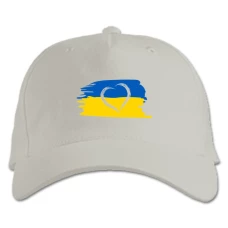 Бейсболка с принтом Сердце Флаг Украины 2 - белая