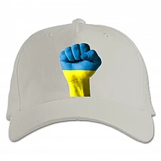Бейсболка с принтом Кулак Цвета Украины - белая