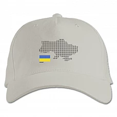 Бейсболка с принтом Карта И Флаг Украины - белая