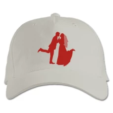 Baseball cap with Print The Bride And Groom Red - white