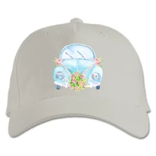 Baseball cap with Print Wedding Car - white
