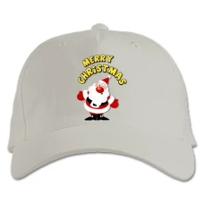 Baseball cap with Print With Christmas Santa Claus - white