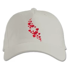 Baseball cap with Print Valentine's Day Many Red Hearts - white