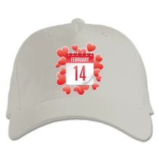 Кепка з принтом День Всіх Закоханих 14 Лютого На Календарі - біла