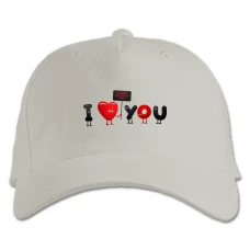 Baseball cap with Print Valentine's Day I Love You - white