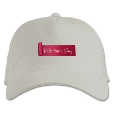 Baseball cap with Print Valentine's Day Inscription On A Fabric Ribbon - white