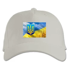 Кепка з принтом День Конституції Поле Пшениці Вишиванка - біла