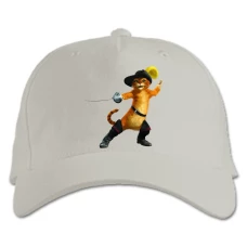 Baseball cap with Print Shrek Happy Puss In Boots - white