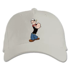Baseball cap with Print Popeye The Sailor Powerfull - white