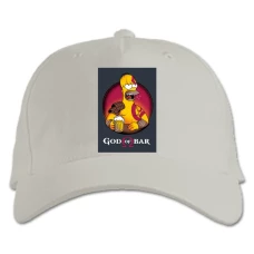 Baseball cap with Print The Simpsons God Of Bar - white