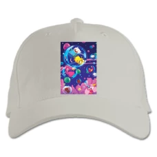 Baseball cap with Print Adventure Time Bubbles - white