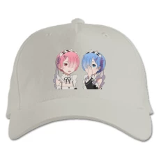 Baseball cap with Print Re Zero Ram And Rem - white