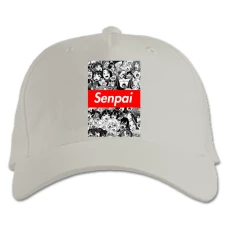 Baseball cap with Print Senpai Ahegao - white