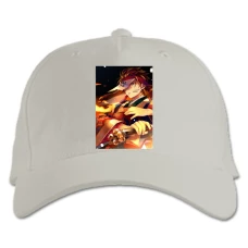 Кепка з принтом Клинок, Розсікаючий Демонов Тандзіро - біла