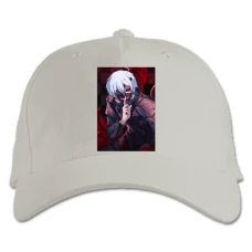 Baseball cap with Print Tokyo Ghoul Ken Kaneki Hero - white