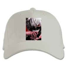 Baseball cap with Print Tokyo Ghoul Ken Kaneki Face - white