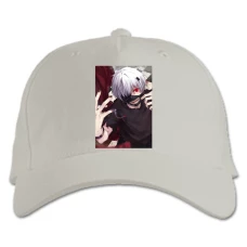 Baseball cap with Print Tokyo Ghoul Boy Ken Kaneki - white
