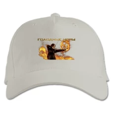 Baseball cap with Print The Hunger Games Katniss Everdeen Fire Russian Logo - white
