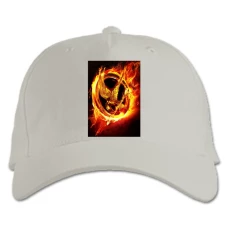 Baseball cap with Print The Hunger Games Fire Sign - white