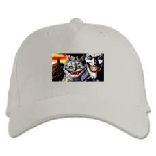 Baseball cap with Print The Dark Knight Art Joker And Cat - white