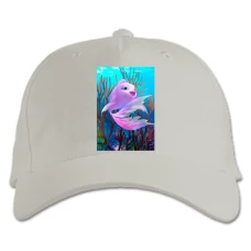 Baseball cap with Print Finding Nemo And Dory Pink Fish - white