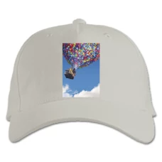 Baseball cap with Print Up Flying House - white