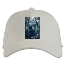 Baseball cap with Print Sherlock Theme - white