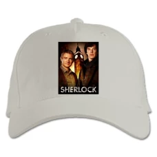 Baseball cap with Print Sherlock Heroes - white