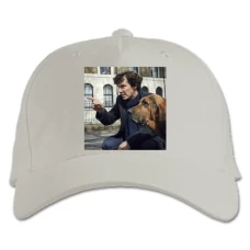 Baseball cap with Print Sherlock With Dog - white