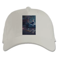 Baseball cap with Print Sherlock Holmes - white
